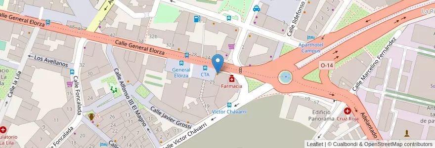 Mapa de ubicacion de Telepizza en 西班牙, 阿斯圖里亞斯, 阿斯圖里亞斯, Oviedo.