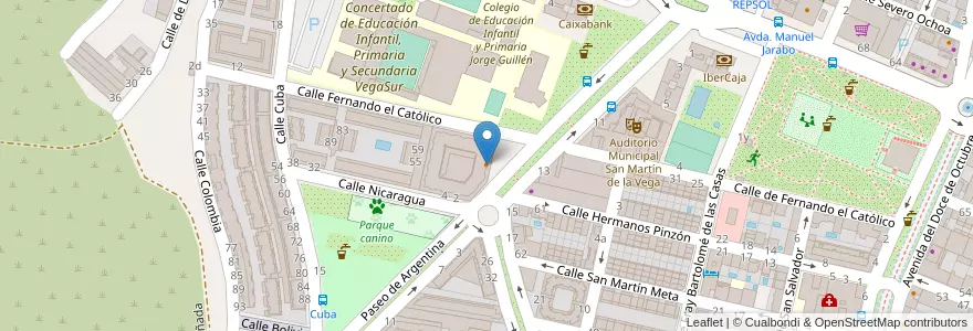 Mapa de ubicacion de Telepizza en إسبانيا, منطقة مدريد, منطقة مدريد, Las Vegas, San Martín De La Vega.