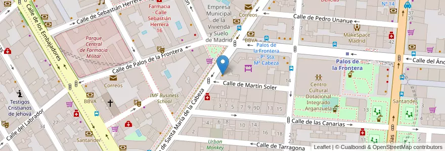 Mapa de ubicacion de Telepizza en اسپانیا, بخش خودمختار مادرید, بخش خودمختار مادرید, Área Metropolitana De Madrid Y Corredor Del Henares, مادرید.