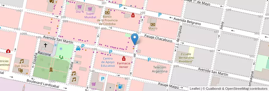 Mapa de ubicacion de Teletaxi en Argentina, Córdova, Departamento Marcos Juárez, Pedanía Espinillos, Municipio De Marcos Juárez.