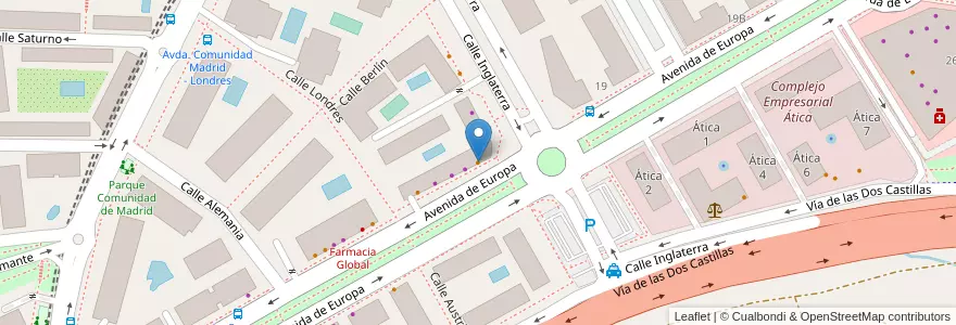 Mapa de ubicacion de Temple Bar en إسبانيا, منطقة مدريد, منطقة مدريد, Área Metropolitana De Madrid Y Corredor Del Henares, Pozuelo De Alarcón.
