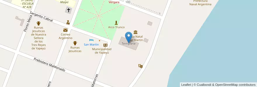 Mapa de ubicacion de Templete en Arjantin, Corrientes, Departamento San Martín, Municipio De Yapeyú.