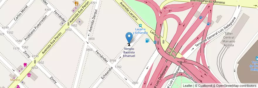 Mapa de ubicacion de Templo Bautista Emanuel, Parque Avellaneda en 아르헨티나, Ciudad Autónoma De Buenos Aires, Comuna 9, 부에노스아이레스.