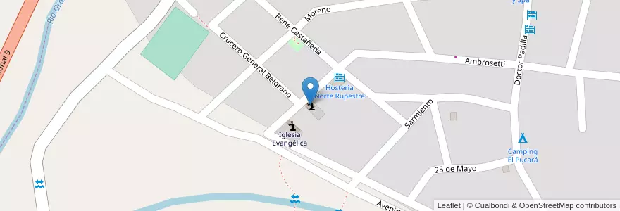 Mapa de ubicacion de Templo de los Testigos de Jehová en 아르헨티나, Jujuy, Departamento Tilcara, Municipio De Tilcara.