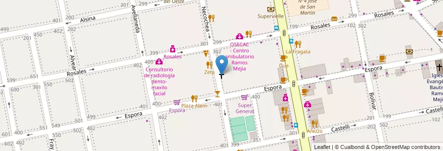 Mapa de ubicacion de Templo Evangélico en Аргентина, Буэнос-Айрес, Partido De La Matanza, Ramos Mejía.