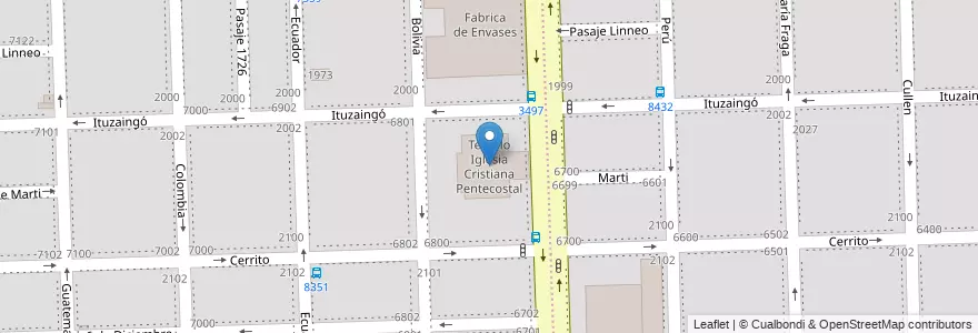 Mapa de ubicacion de Templo Iglesia Cristiana Pentecostal en アルゼンチン, サンタフェ州, Departamento Rosario, Municipio De Rosario, ロサリオ.