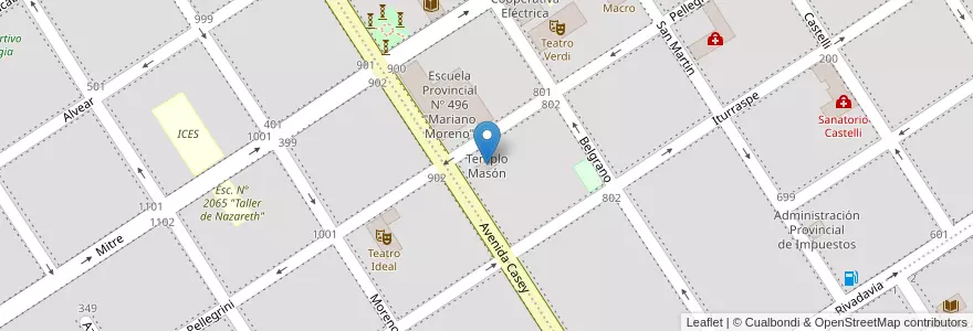 Mapa de ubicacion de Templo Masón en Arjantin, Santa Fe, Departamento General López, Municipio De Venado Tuerto.