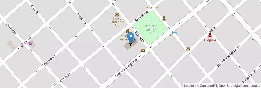 Mapa de ubicacion de Templo Nuestra Señora de Aranzazú en アルゼンチン, エントレ・リオス州, Departamento Victoria, Distrito Corrales, Victoria, Victoria.