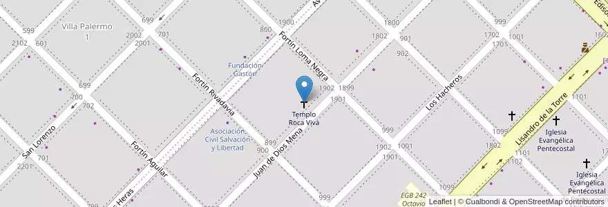 Mapa de ubicacion de Templo Roca Viva en Аргентина, Чако, Departamento San Fernando, Ресистенсия, Resistencia.