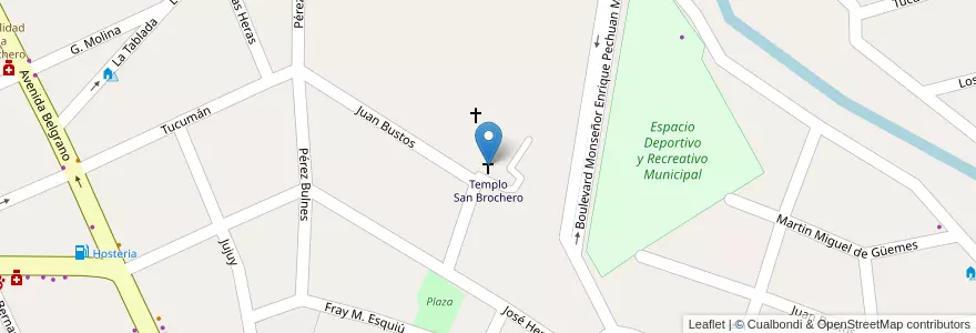 Mapa de ubicacion de Templo San Brochero en Arjantin, Córdoba, Departamento San Alberto, Villa Cura Brochero, Pedanía Tránsito, Municipio De Villa Cura Brocheroa.