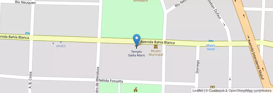 Mapa de ubicacion de Templo Stella Maris en アルゼンチン, ブエノスアイレス州, Partido De Monte Hermoso, Monte Hermoso.