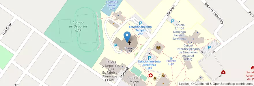 Mapa de ubicacion de Templo UAP en Argentina, Provincia Di Entre Ríos, Departamento Diamante, Libertador San Martín, Distrito Palmar.
