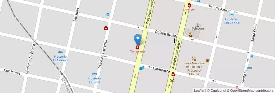 Mapa de ubicacion de Temprana en الأرجنتين, Córdoba, Departamento Punilla, Pedanía Rosario, Municipio De Cosquín, Cosquín.