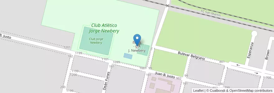 Mapa de ubicacion de Tenis - C.A J. Newbery en الأرجنتين, سانتا في, Departamento General López, Municipio De Rufino.