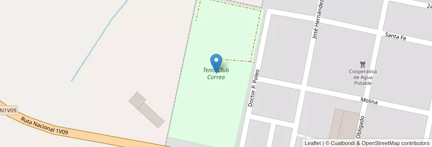 Mapa de ubicacion de Tenis Club Correa en Аргентина, Санта-Фе, Departamento Iriondo, Municipio De Correa.