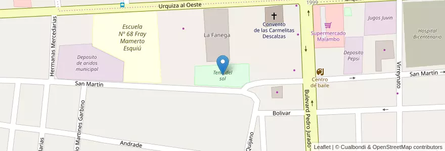 Mapa de ubicacion de Tenis del sol en 阿根廷, 恩特雷里奥斯省, Departamento Gualeguaychú, Gualeguaychú, Gualeguaychú, Distrito Costa Uruguay Sur.