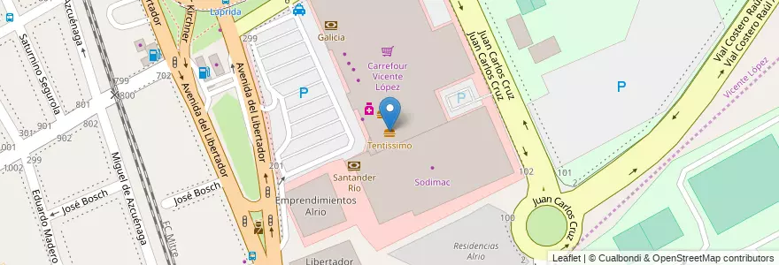 Mapa de ubicacion de Tentissimo en الأرجنتين, Partido De Vicente López, Comuna 13, Vicente López.
