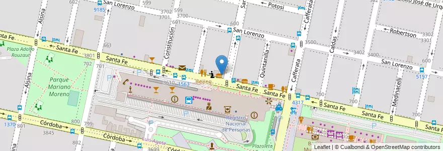 Mapa de ubicacion de Tento en 아르헨티나, Santa Fe, Departamento Rosario, Municipio De Rosario, 로사리오.