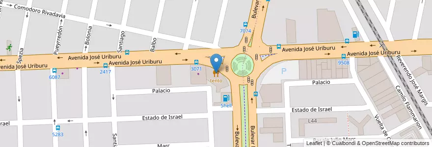 Mapa de ubicacion de tento en Argentinië, Santa Fe, Departamento Rosario, Municipio De Rosario, Rosario.