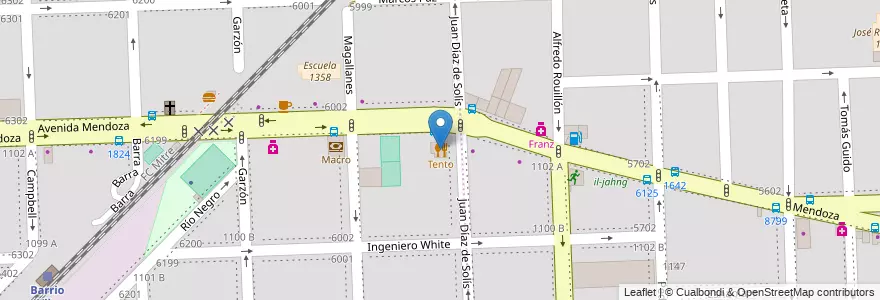 Mapa de ubicacion de Tento en الأرجنتين, سانتا في, Departamento Rosario, Municipio De Rosario, روساريو.