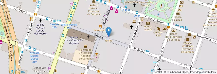 Mapa de ubicacion de Teofilo en Аргентина, Кордова, Departamento Capital, Pedanía Capital, Córdoba, Municipio De Córdoba.