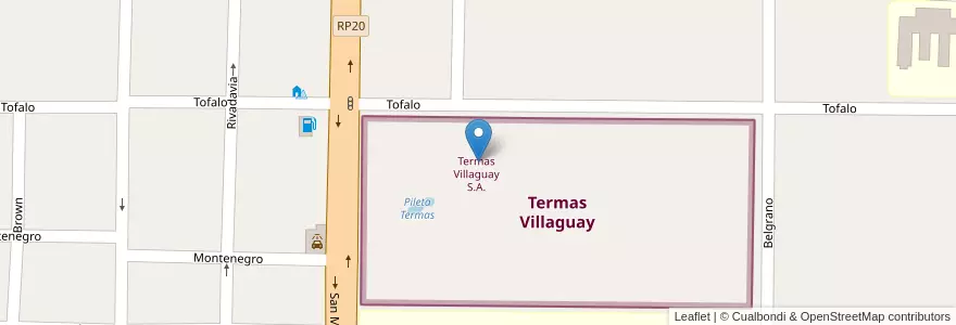 Mapa de ubicacion de Termas Villaguay S.A. en 阿根廷, 恩特雷里奥斯省, Departamento Villaguay, Distrito Lucas Al Sud, Villaguay.