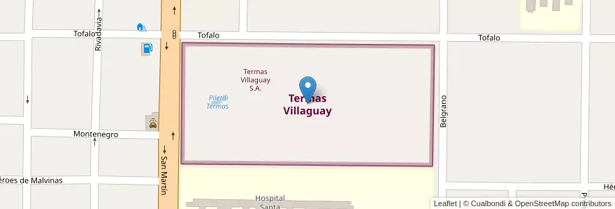 Mapa de ubicacion de Termas Villaguay en アルゼンチン, エントレ・リオス州, Departamento Villaguay, Distrito Lucas Al Sud, Villaguay.