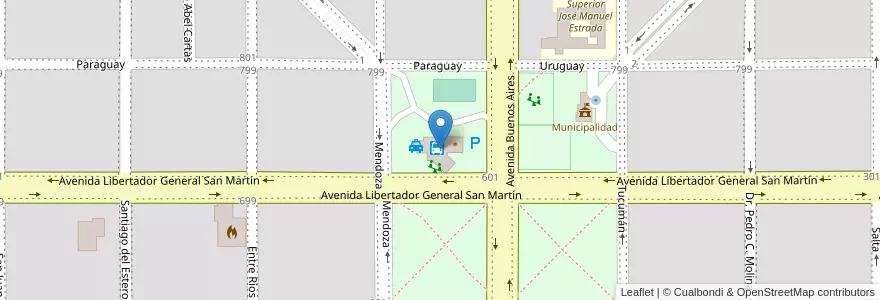 Mapa de ubicacion de Termina de Ómnibus en Аргентина, Кордова, Departamento Tercero Arriba, Pedanía Salto, Municipio De Almafuerte, Almafuerte.