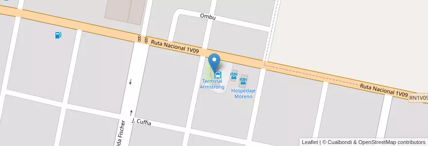 Mapa de ubicacion de Terminal Armstrong en Arjantin, Santa Fe, Departamento Belgrano, Municipio De Armstrong, Armstrong.