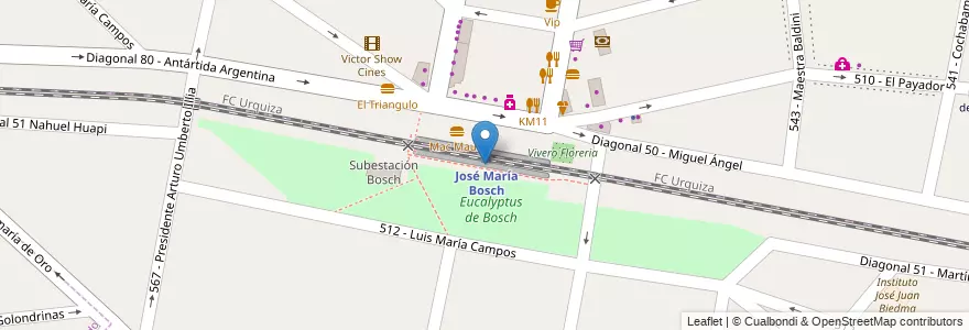Mapa de ubicacion de Terminal Automática SUBE en アルゼンチン, ブエノスアイレス州, Partido De Tres De Febrero, Villa Bosch.