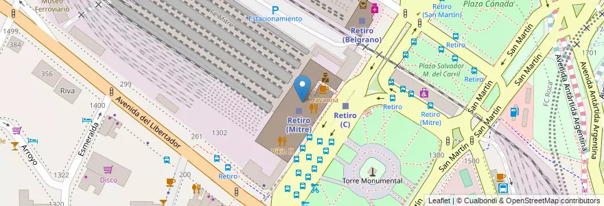 Mapa de ubicacion de Terminal Automática SUBE, Retiro en Arjantin, Ciudad Autónoma De Buenos Aires, Comuna 1, Buenos Aires.