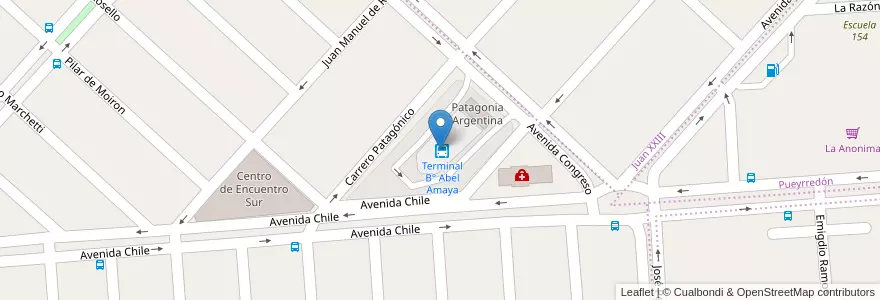 Mapa de ubicacion de Terminal B° Abel Amaya en アルゼンチン, チリ, チュブ州, Departamento Escalante, Comodoro Rivadavia.