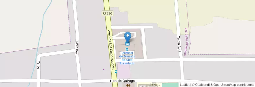 Mapa de ubicacion de Terminal de Autobús de Salto Encantado en Аргентина, Misiones, Departamento Cainguás, Municipio De Aristóbulo Del Valle, Villa Salto Encantado.