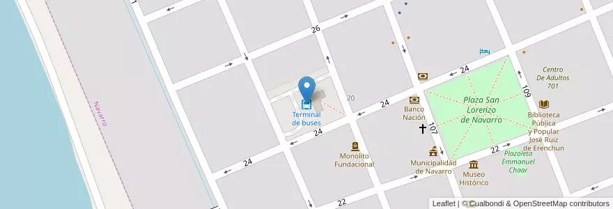 Mapa de ubicacion de Terminal de buses en Arjantin, Buenos Aires, Partido De Navarro.