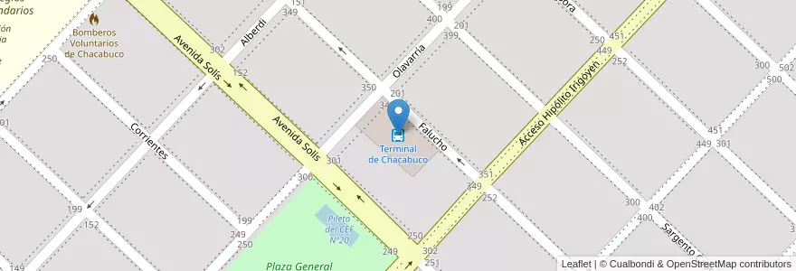 Mapa de ubicacion de Terminal de Chacabuco en Arjantin, Buenos Aires, Partido De Chacabuco, Chacabuco.