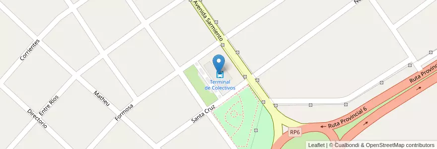 Mapa de ubicacion de Terminal de Colectivos en Argentinië, Buenos Aires, Partido De San Vicente.