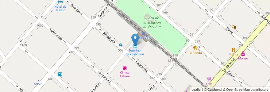 Mapa de ubicacion de Terminal de colectivos en 阿根廷, 布宜诺斯艾利斯省, Partido De Escobar, Belén De Escobar.