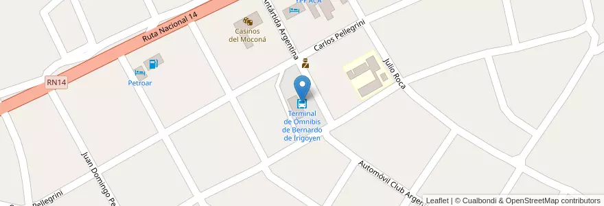 Mapa de ubicacion de Terminal de Ómnibis de Bernardo de Irigoyen en Argentinië, Misiones, Departamento General Manuel Belgrano, Municipio De Bernardo De Irigoyen.