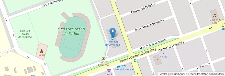 Mapa de ubicacion de Terminal de Ómnibus en アルゼンチン, フォルモサ州, Departamento Formosa, Municipio De Formosa, Formosa.