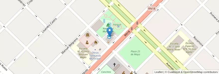 Mapa de ubicacion de Terminal de Omnibus en Arjantin, Entre Ríos, Departamento San Salvador, Distrito Arroyo Grande, San Salvador.