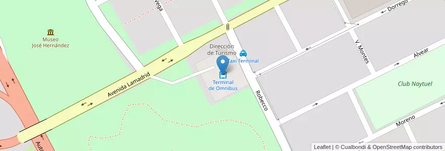 Mapa de ubicacion de Terminal de Omnibus en Argentinien, Provinz Buenos Aires, Partido De Dolores, Dolores.