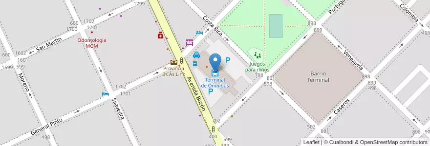 Mapa de ubicacion de Terminal de Ómnibus en آرژانتین, استان بوئنوس آیرس, Partido De Tandil, Tandil.