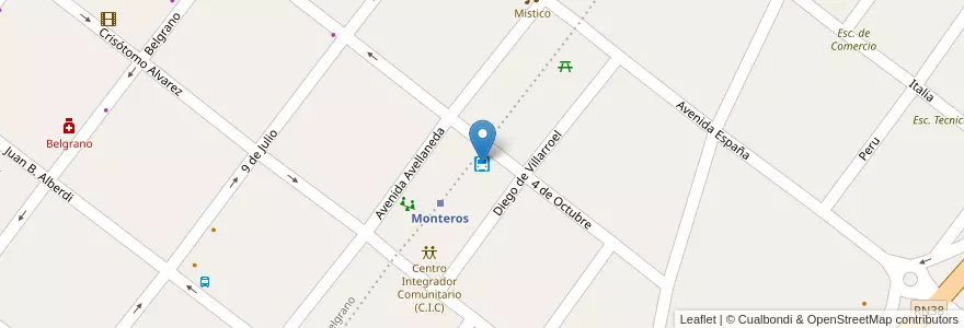 Mapa de ubicacion de Terminal de Omnibus en 아르헨티나, Tucumán, Departamento Monteros, Municipio De Monteros, Monteros.
