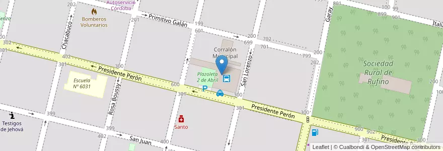 Mapa de ubicacion de Terminal de Omnibus en 阿根廷, Santa Fe, Departamento General López, Municipio De Rufino.