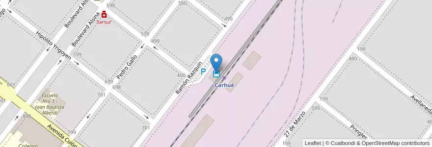 Mapa de ubicacion de Terminal de Ómnibus en Arjantin, Buenos Aires, Partido De Adolfo Alsina, Carhué.