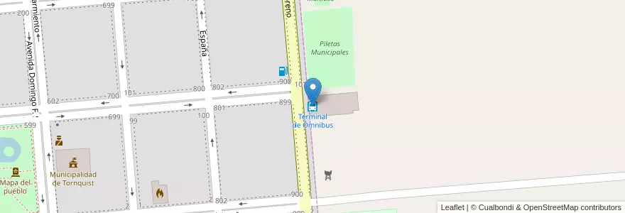 Mapa de ubicacion de Terminal de Ómnibus en آرژانتین, استان بوئنوس آیرس, Partido De Tornquist.