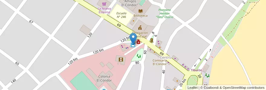 Mapa de ubicacion de Terminal de Ómnibus en الأرجنتين, ريو نيغرو, Departamento Adolfo Alsina, Viedma, El Condor.