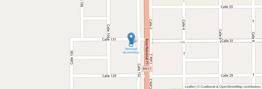 Mapa de ubicacion de Terminal de omnibus en Arjantin, Santa Fe, Departamento General Obligado, Municipio De Las Toscas.