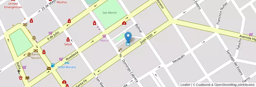 Mapa de ubicacion de Terminal de Omnibus en アルゼンチン, コルドバ州, Departamento Ischilín, Pedanía Toyos, Municipio De Deán Funes.