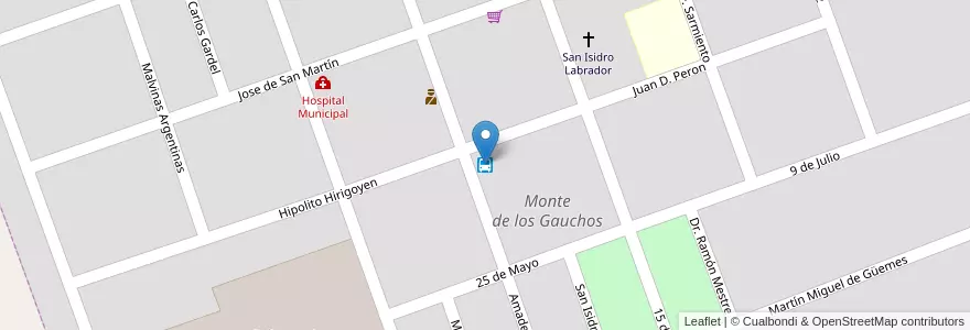 Mapa de ubicacion de Terminal de Omnibus en Argentina, Córdoba, Departamento Río Cuarto, Pedanía Cautiva, Municipio De Monte De Los Gauchos, Monte De Los Gauchos.